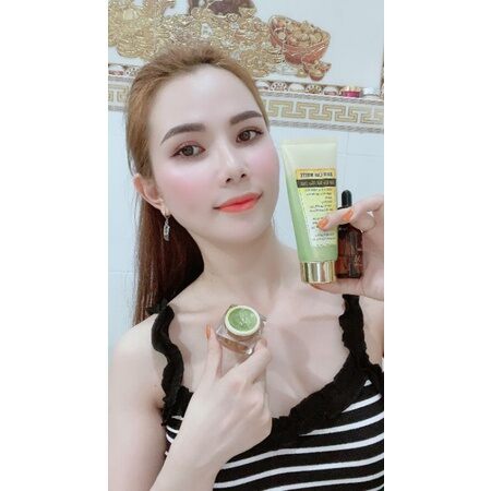Combo kem trà xanh thảo dược,Serum thảo dược,sữa rửa mặt Bích Cao White