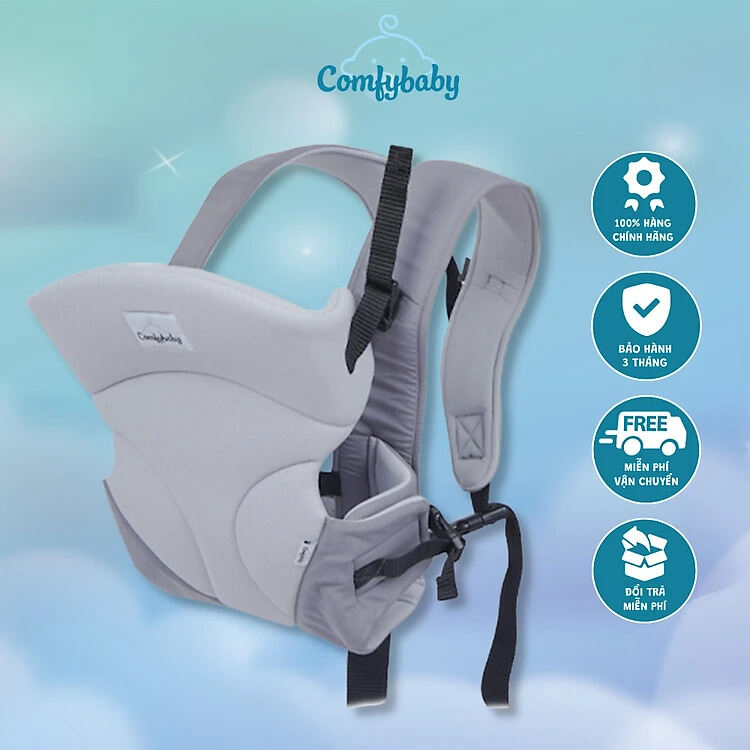 Địu em bé 3 tư thế có đỡ cổ ComfyBaby CF-BK010 - Địu em bé sơ sinh thoáng khí chống gù bảo hành chính hãng 12 tháng