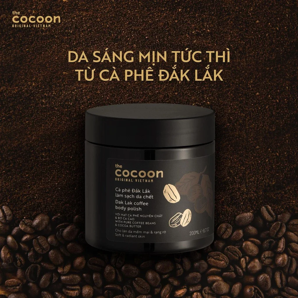 Tẩy da chết COCOON cà phê Daklak_đậm mùi cà phê tẩy trắng da giảm viêm nan lông giảm mùi cơ thể