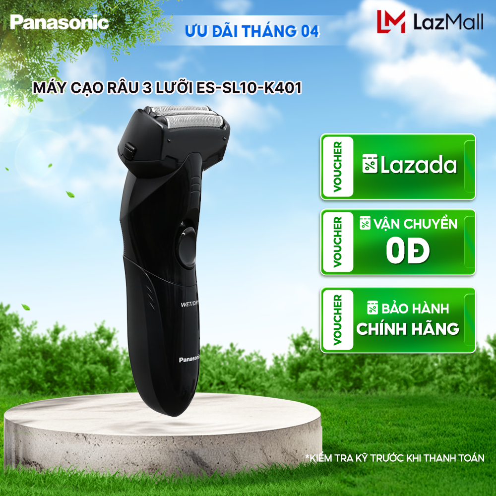 [Collect Voucher 1M trong Trạm Voucher]Máy Cạo Râu 3 Lưỡi Panasonic ES-SL10-K401- Lưỡi Cắt Hình Cung An Toàn Cho Da - Thiết Kế Hiện Đại – pin AA – Dễ Dàng Vệ Sinh - Bảo Hành Chính Hãng 12 tháng