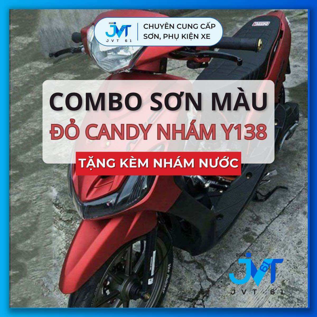 Combo Sơn màu đỏ nhám Candy nhám Samurai Gồm Lót UCH210 - Nền bạc 124 - Màu đỏ Y138 - Bóng 128A