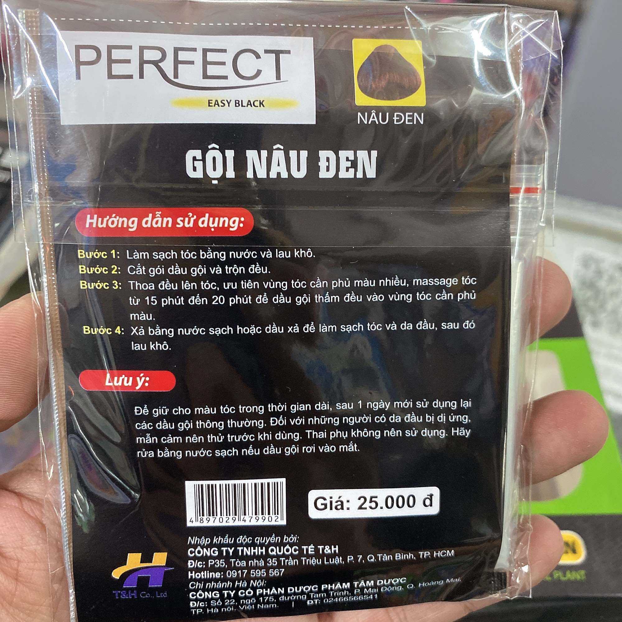 Gói dầu gội phủ bạc nâu đen PERFECT