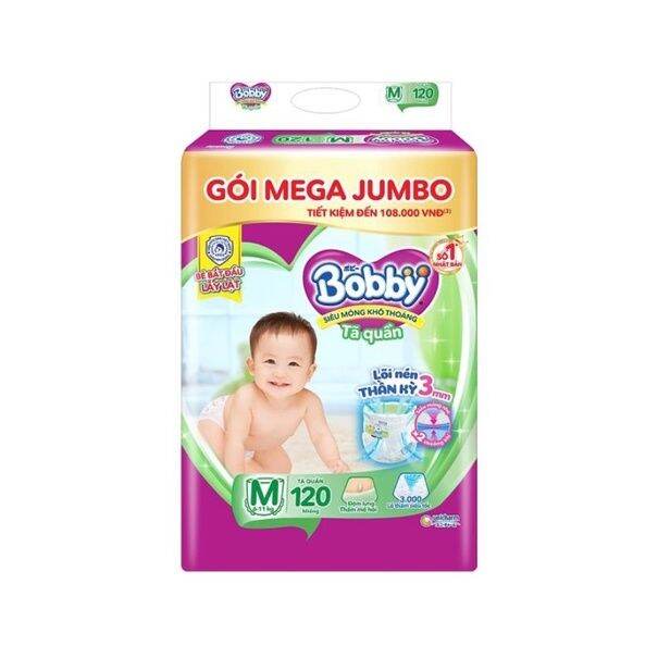 Tã bỉm quần bobby m 120 miếng, m120