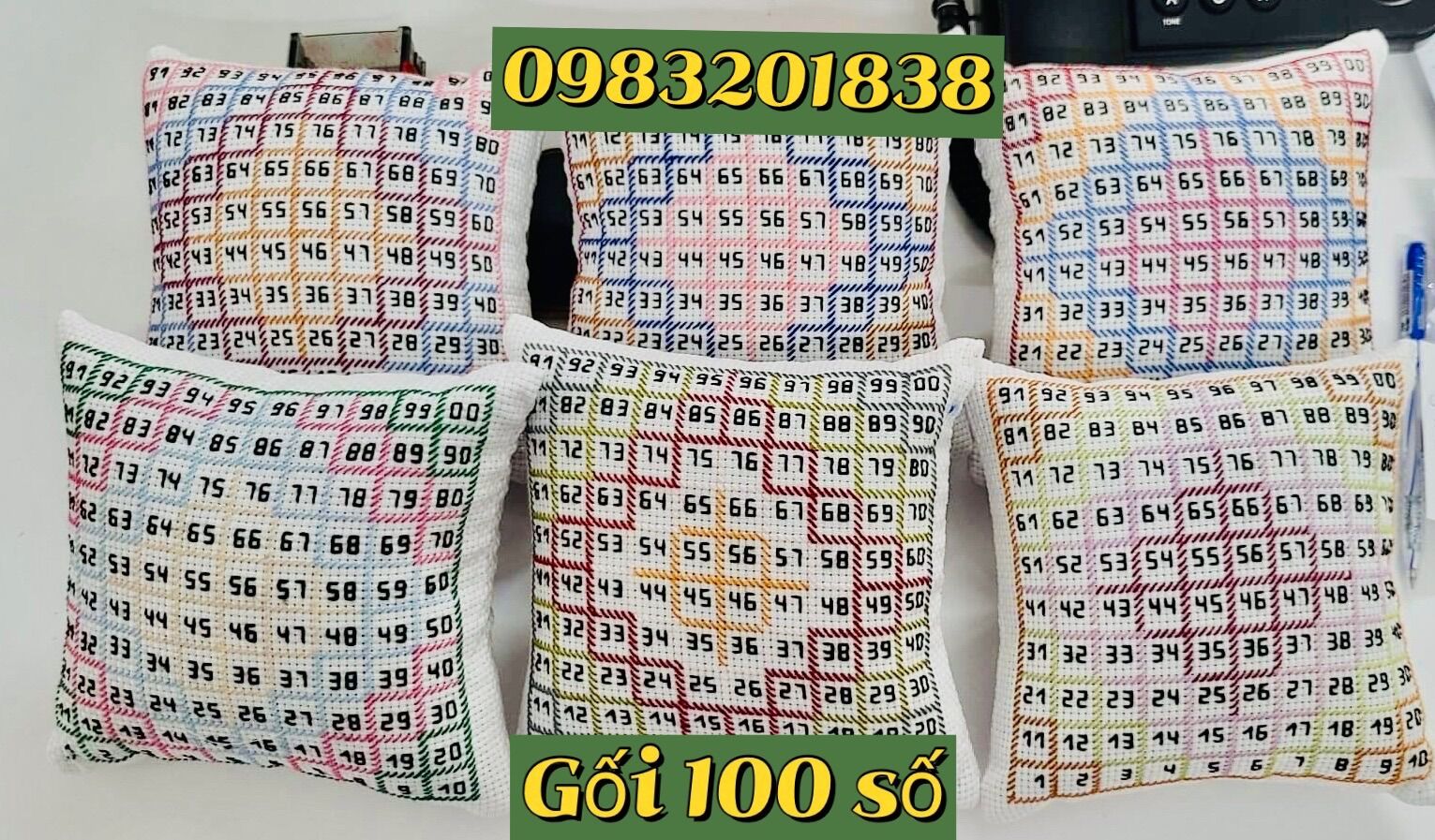 Gối số ghim kim thêu tranh chữ thập 100 số