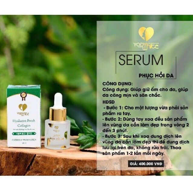 Serum dưỡng trắng da phục hồi hyaluron fresh collagen yody white phương anh