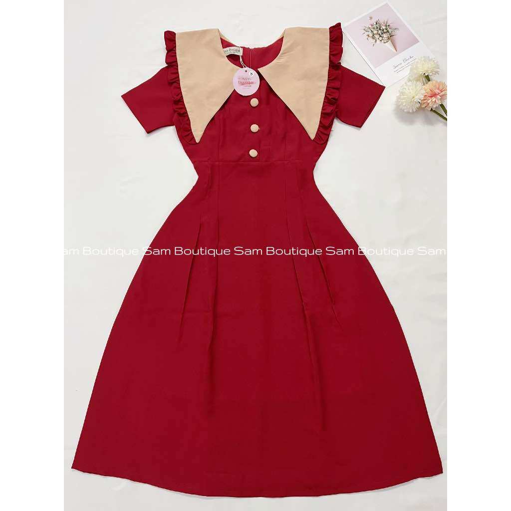 Set Đầm Đỏ Vintage có size Mẹ & Bé