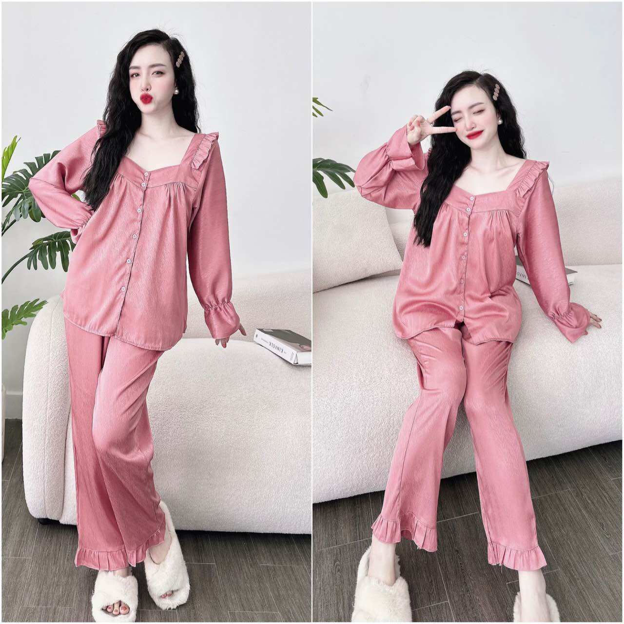 Đồ Đồ bộ Lụa xước tiểu thư bigsie mịn rũ 50-100kg P