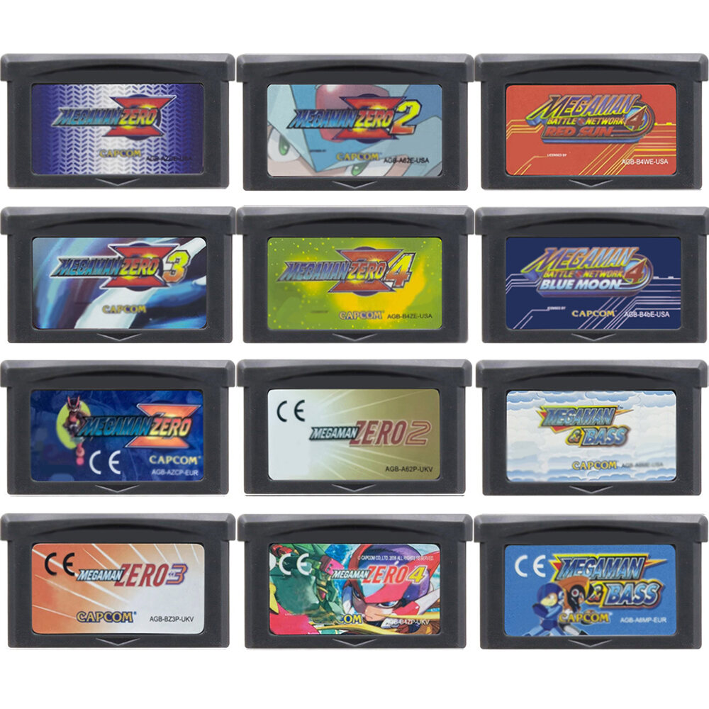 Bộ Thẻ Máy Chơi Game Video Megaman Zero GBA Series 32-bit Bao Gồm Các Trò Chơi 1 2 3 4 MegaMan & Bas