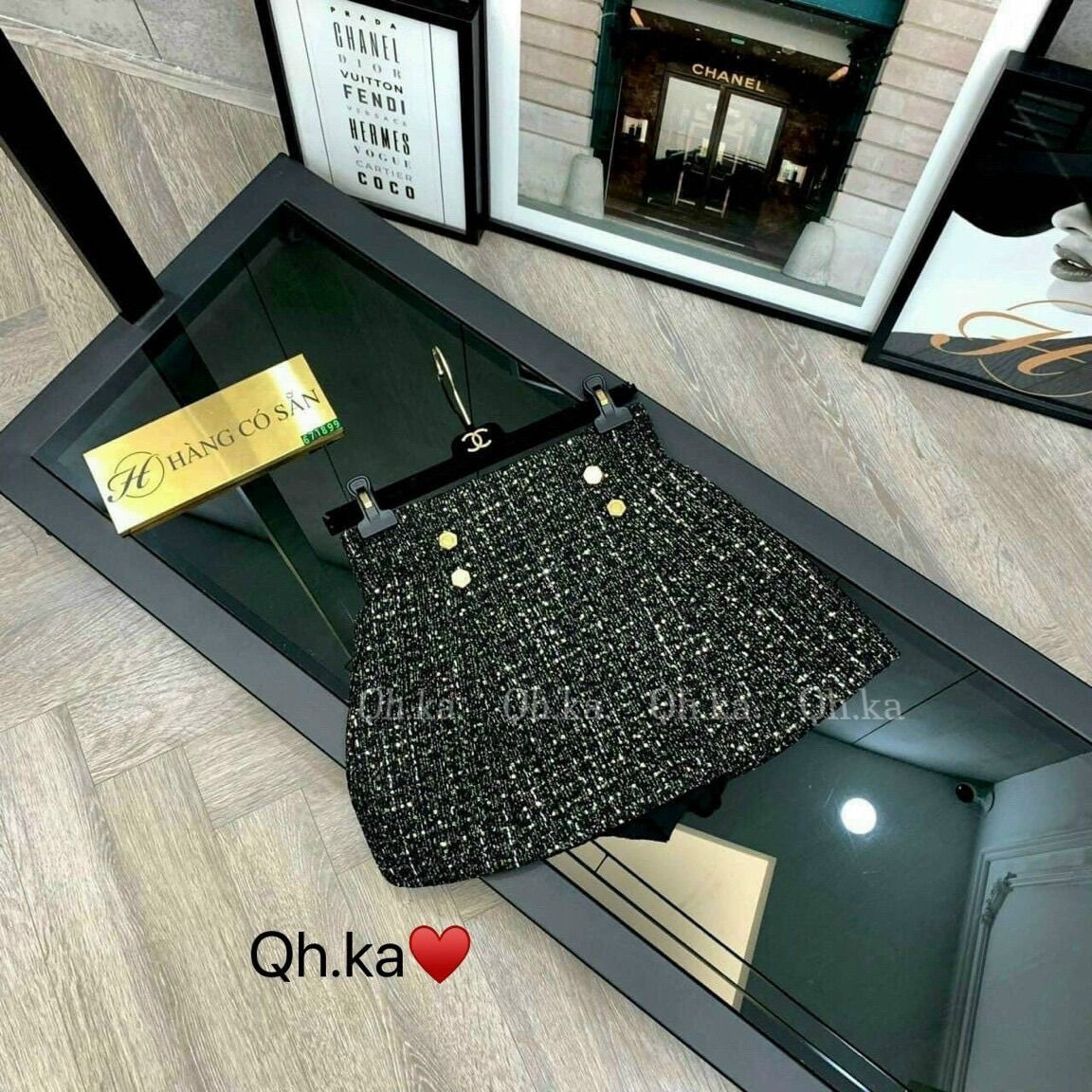 Chân váy Dạ Tweed Kim Sa lưng cao siêu hack dáng