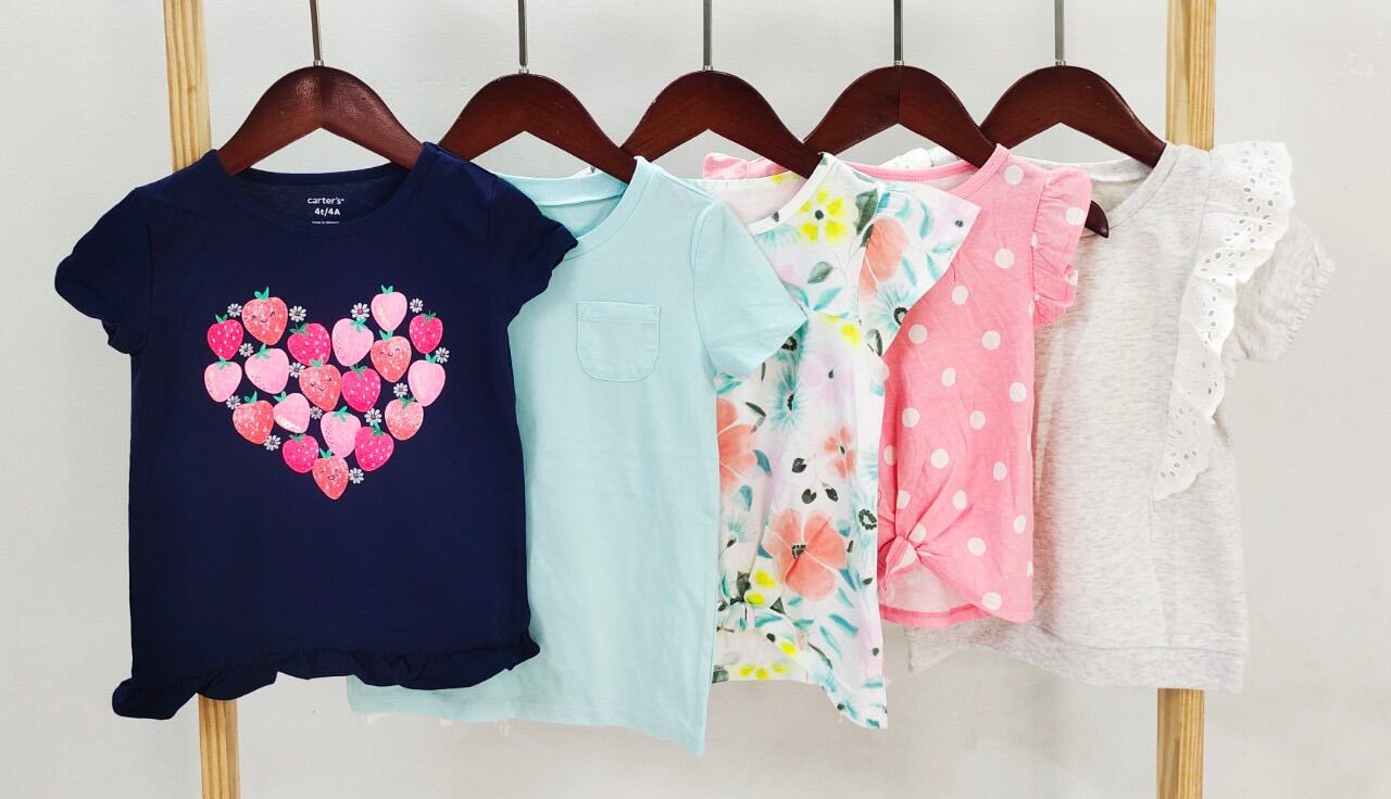 Áo thun cotton xuất dư Carter’s bé gái 2-14T