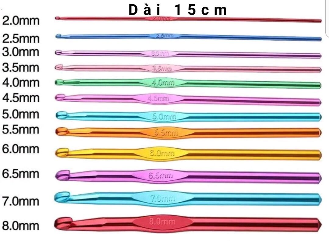 #setcombo bộ kim móc len 12 cây size từ 2mm đến 8mm