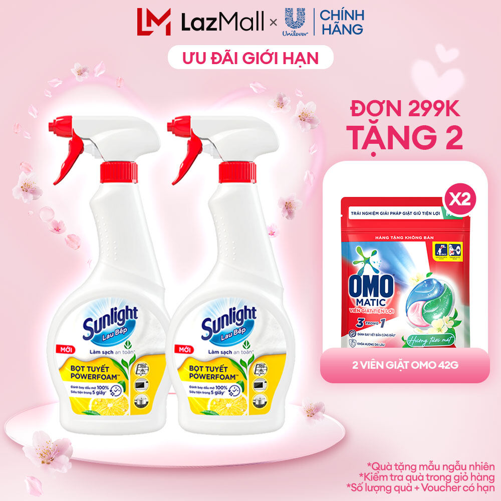 Combo 2 Chai Nước lau bếp Sunlight Chanh & Baking soda|Phiên bản nâng cấp từ Cif|Đánh bay 100% dầu m