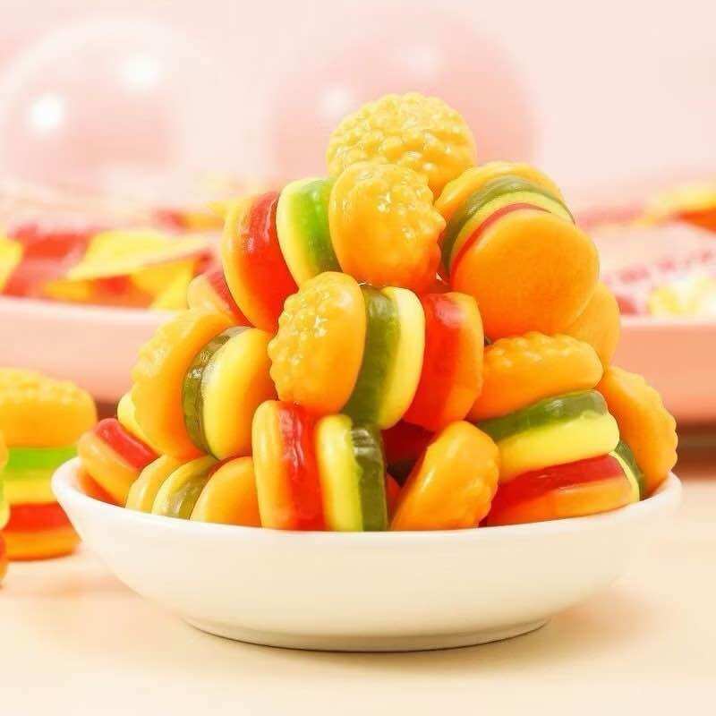    LOẠI 1 - BAO NGON   Túi 1Kg Kẹo Dẻo Hamburger Vị Trái Cây Chua Ngọt Siêu Ngon 
