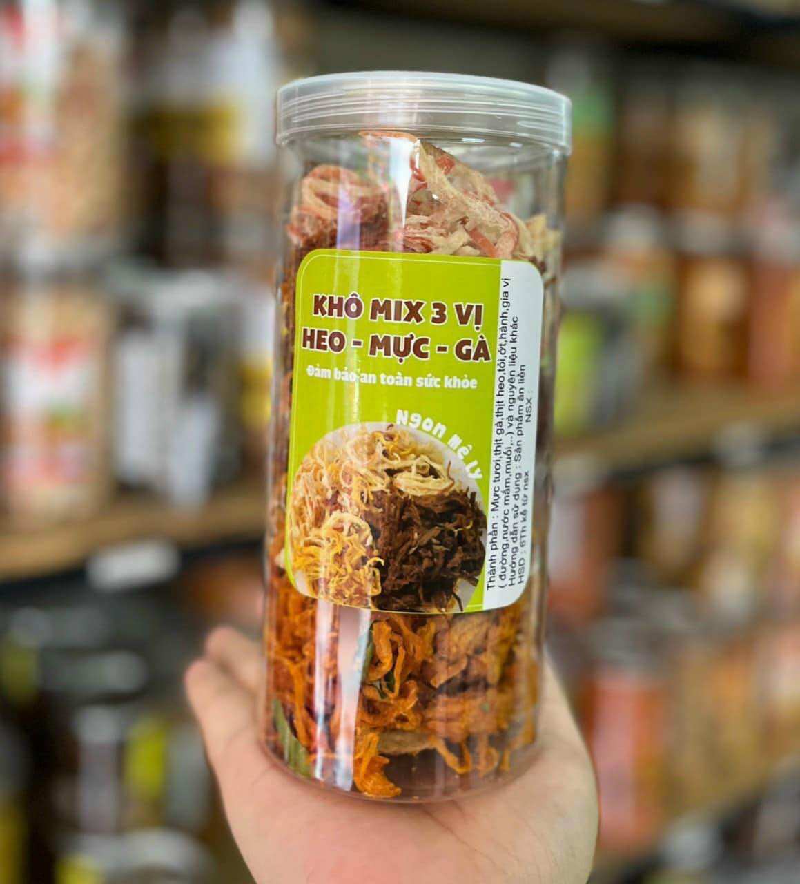 KHÔ MIX 3 VỊ ( GÀ - MỰC - HEO ) HŨ PET 300G