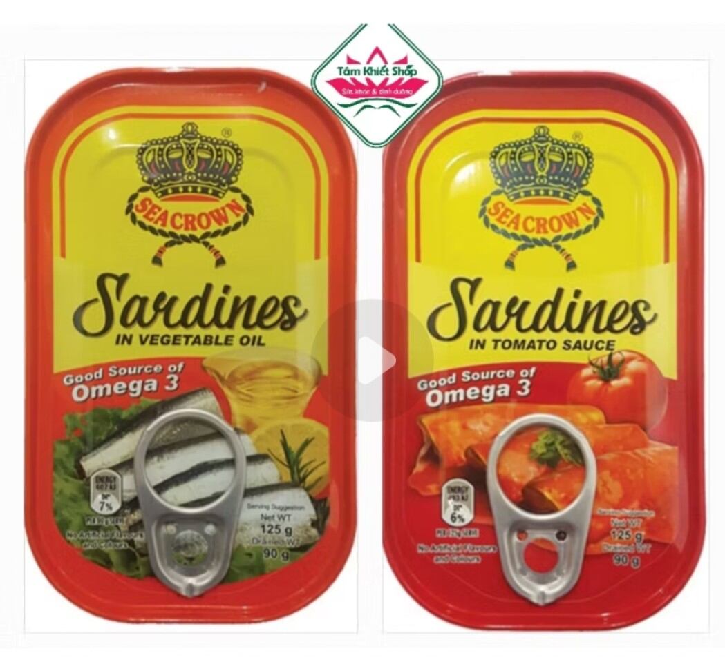 cá trích Sea Crown 125 gr sốt dầu ,cà, hsd 4/2027