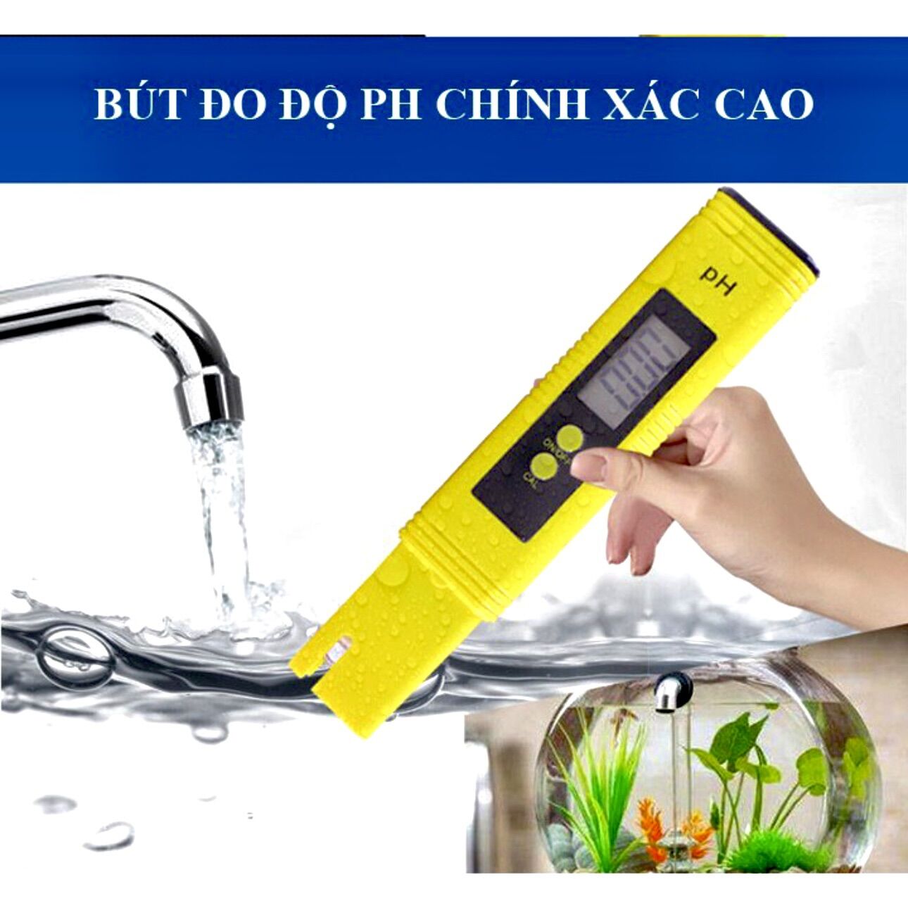 Bút đo pH, dụng cụ kiểm tra độ pH bể cá. Màn hình LCD chính xác cao.