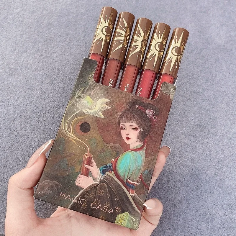 Set 5 cây son kem lì hoa sen magic casa