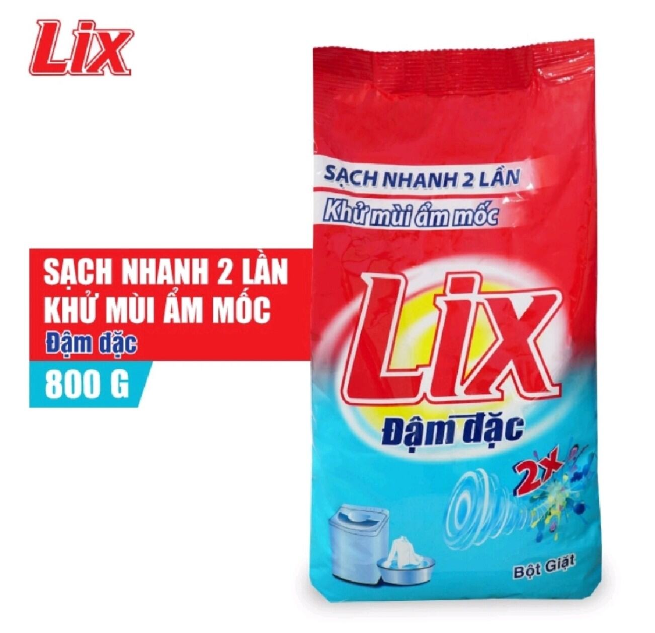 Bột giặt Lix 800g đậm đặc khử mùi ẩm mốc