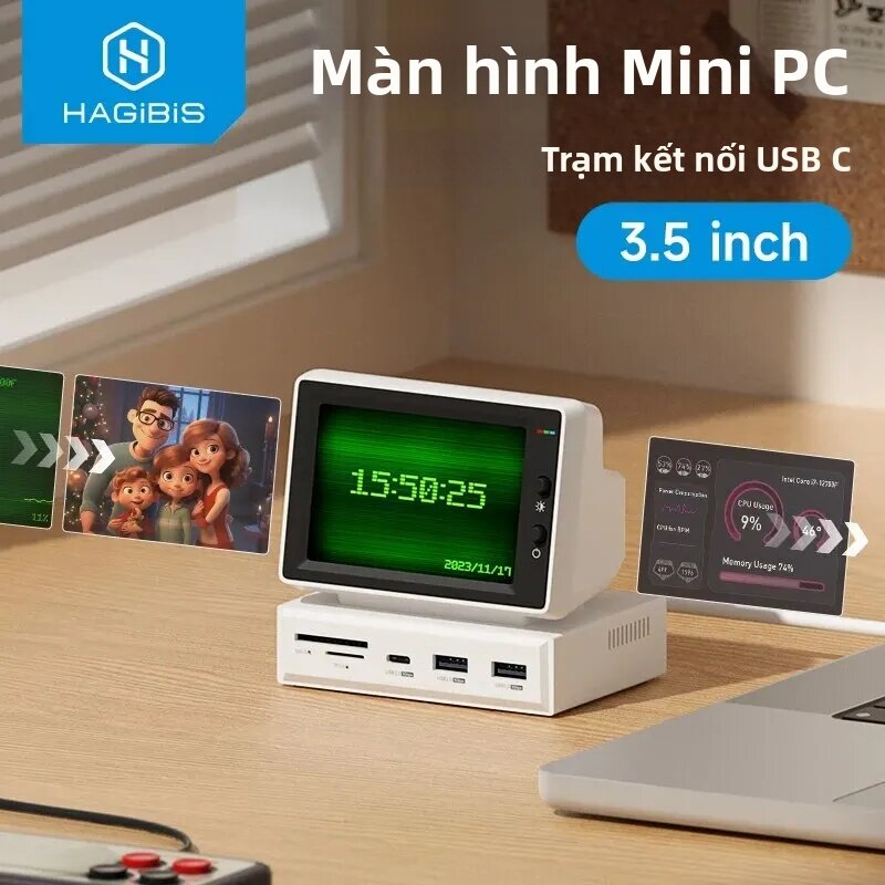 Hagibis | Màn Hình Phụ Mini IPS 3.5 Inch Hagibis Với Hub USB C, Hỗ Trợ CPU, RAM, HDD, Hiển Thị Dữ Liệu Cho Laptop, PC, MacBook Giá 2,380,000 Đồng*Miễn phí vận chuyển