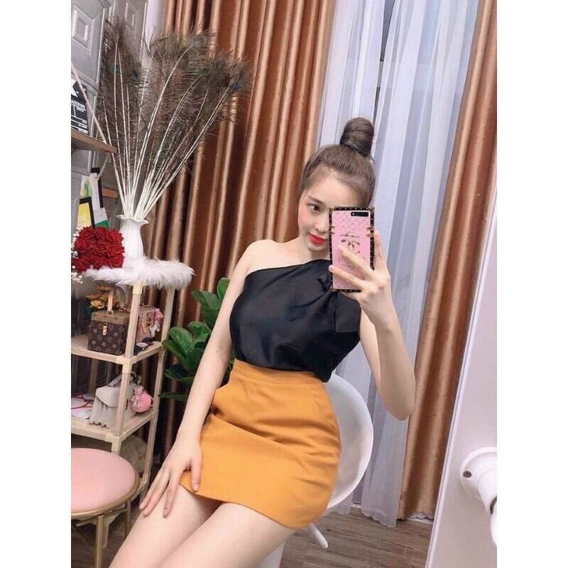 ÁO LỆCH VAI  PHI LỤA CÓ NƠ XINH XẮN PCA