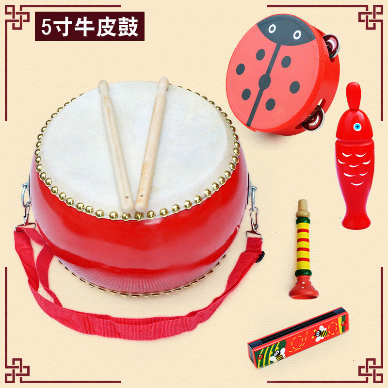 5/6/7/8/9/10-Inch niu pi gu Children Toy Drum Percussion Instrument Drum Hand Drum Kindergarten Side Drum