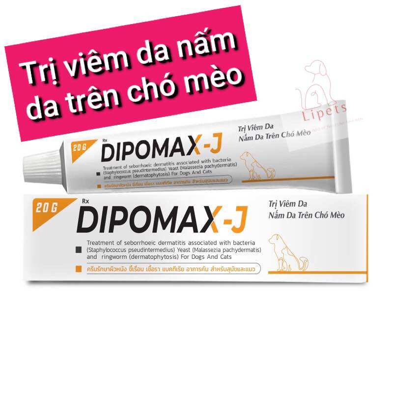 DIBOMAX-J HỖ TRỢ VIÊM DA, NẤM DA TRÊN CHÓ MÈO 20g kem bôi