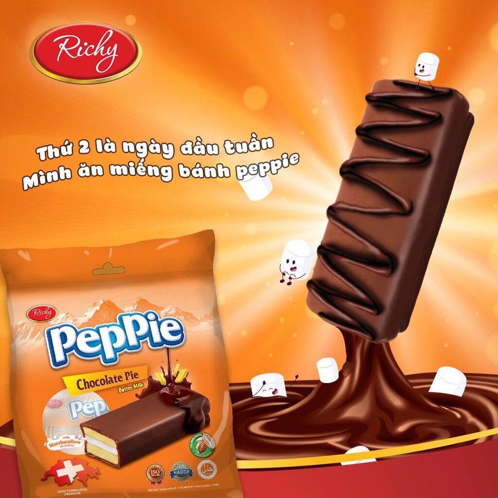 COMBO 10 CÁI BÁNH PHỦ SOCOLA KEM PEPPIE RICHY
