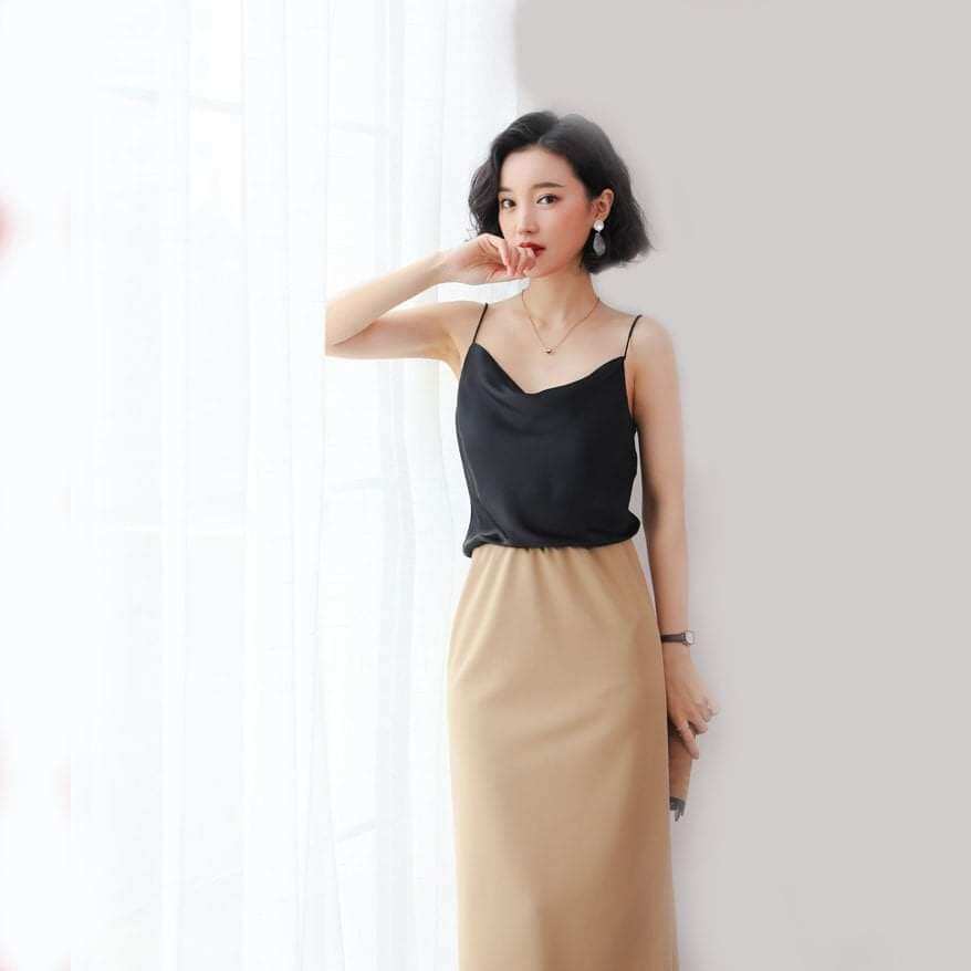 Áo 2 Dây nữ Lụa Hàn cao cấp MADELA, Áo hai dây lụa Vintage