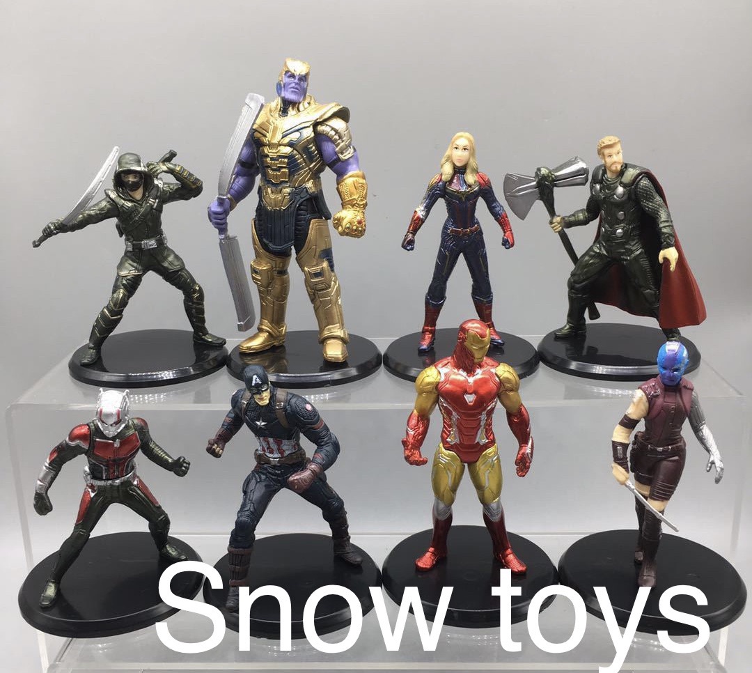 Trọn bộ 8 nhận vật Mô hình Avengers - Siêu anh hùng Marvel Iron Man Captain Thor - Cao 11 cm