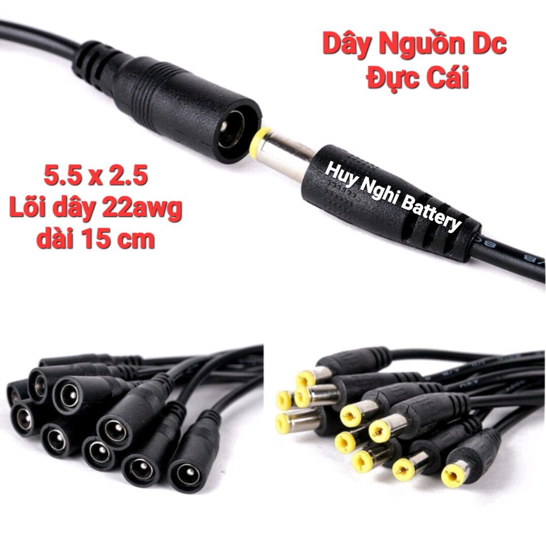 Dây nguồn dc đực cái - 5.5*2.1 - lõi dây 22awg - dài 15cm