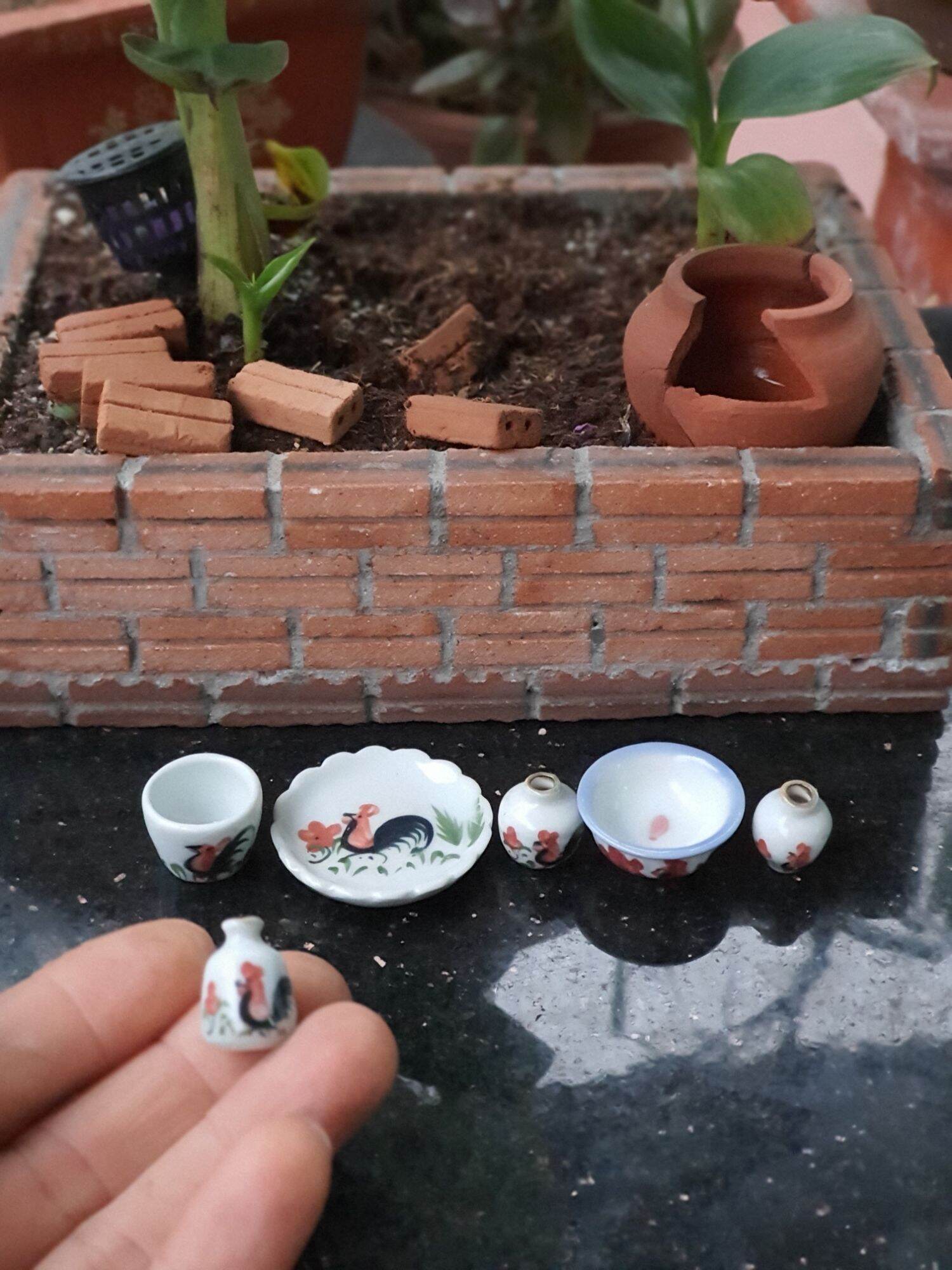 6 món sản phẩm gốm sứ mini in hình con gà