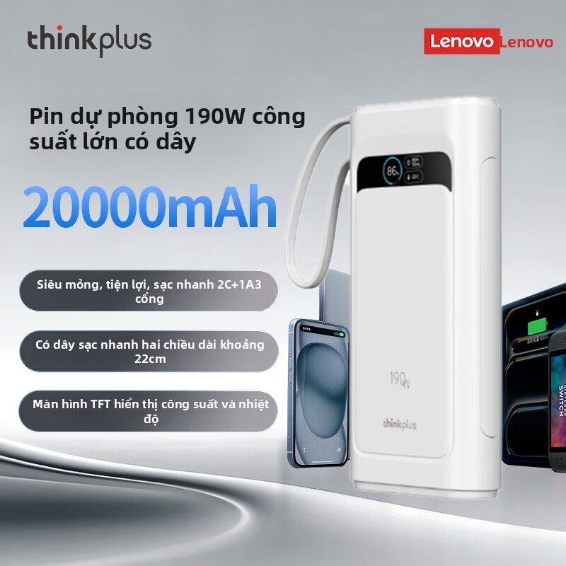 Lenovo | Pin Sạc Dự Phòng Cao Cấp Nhanh Cho Thiết Bị Đa Dụng Dễ Mang Đi