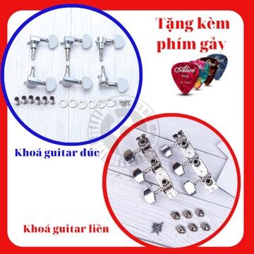Khoá đàn guitar acoustic gồm 2 bên đàn guitar kèm đầu chốt và ốc vít. Phụ kiện âm nhạc cao cấp