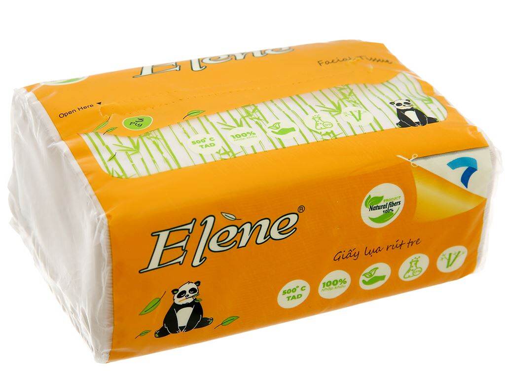 Khăn giấy lụa rút tre Elene 3 lớp 100 tờ, bịch 10 gói
