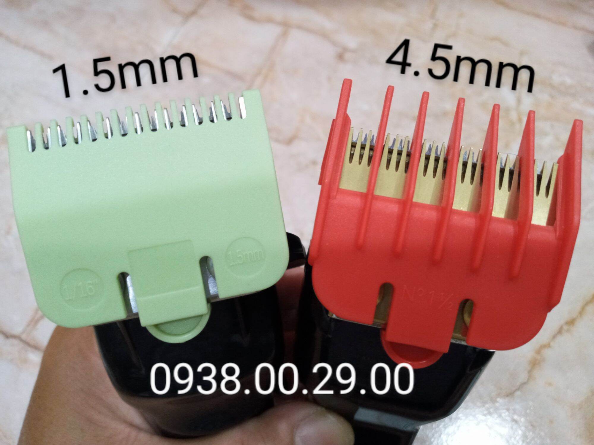 Cữ tông đơ cắt tóc 1.5mm và 4.5mm loại tốt, bộ 2 cữ nhựa tông đơ kemei, surker, jame.