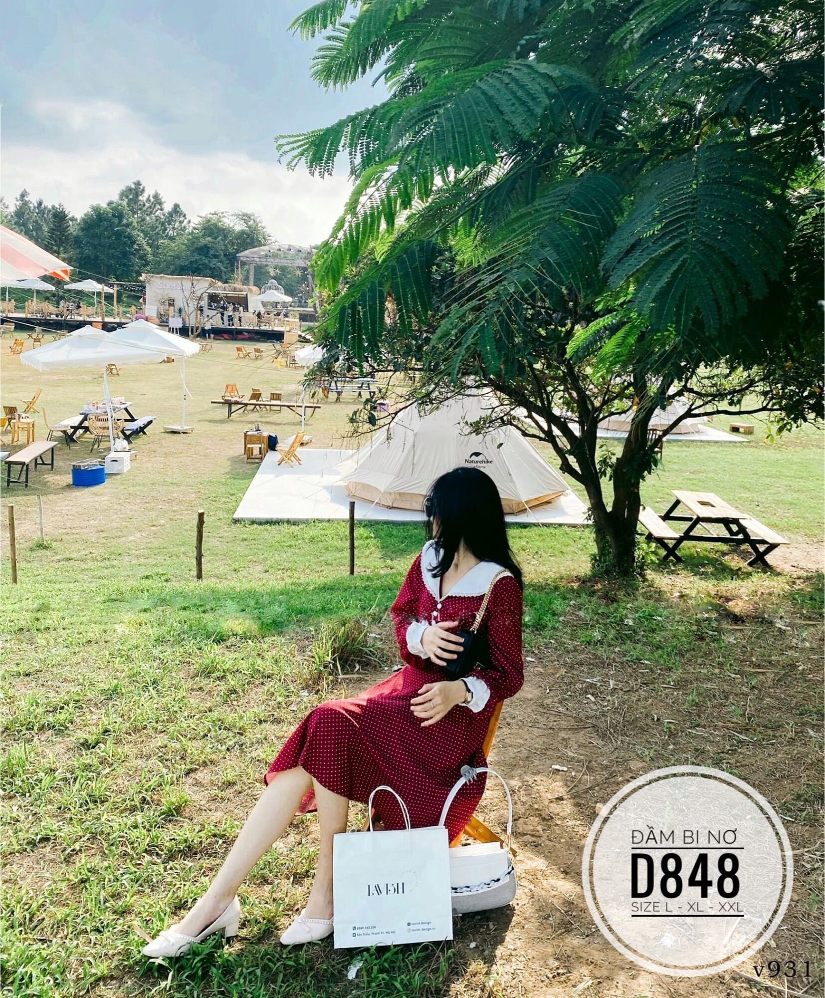60-90kg Bigsize ĐẦM ĐỎ BI NƠ TIỂU THƯ D848