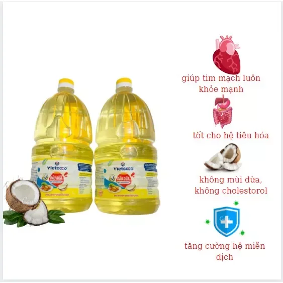Dầu dừa VIETCOCO 100% nguyên chất - Chai 2L