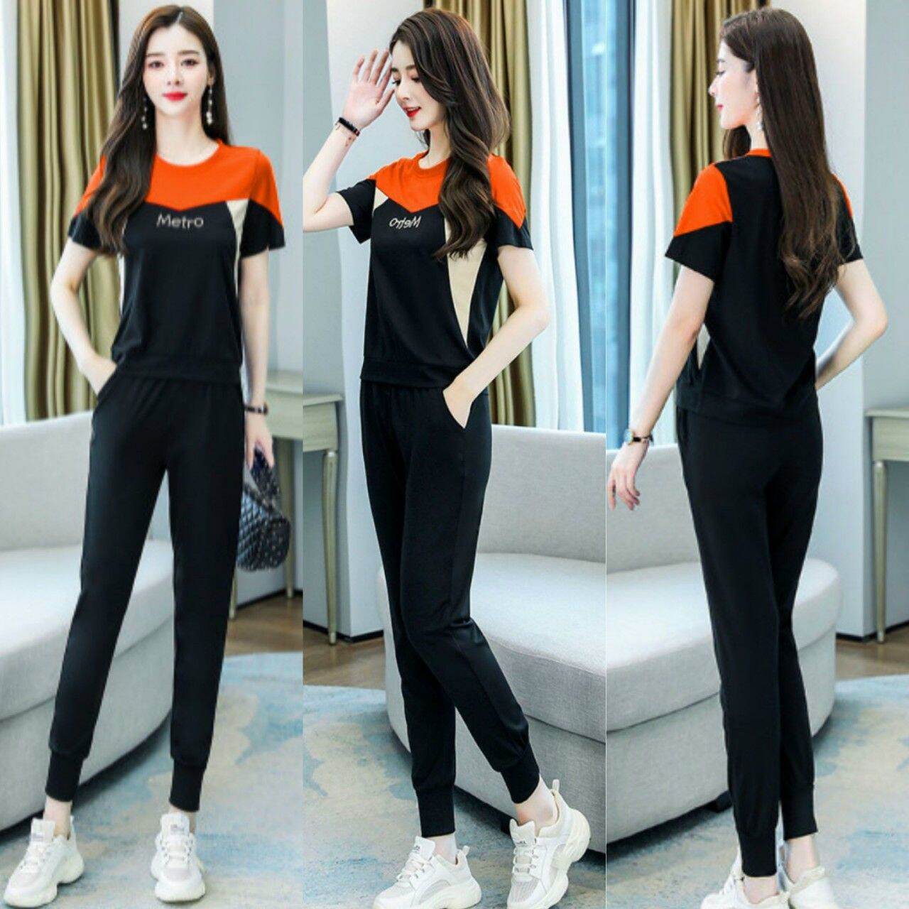 Sét đồ bộ nữ phối màu metro thun cotton 100% cao cấp