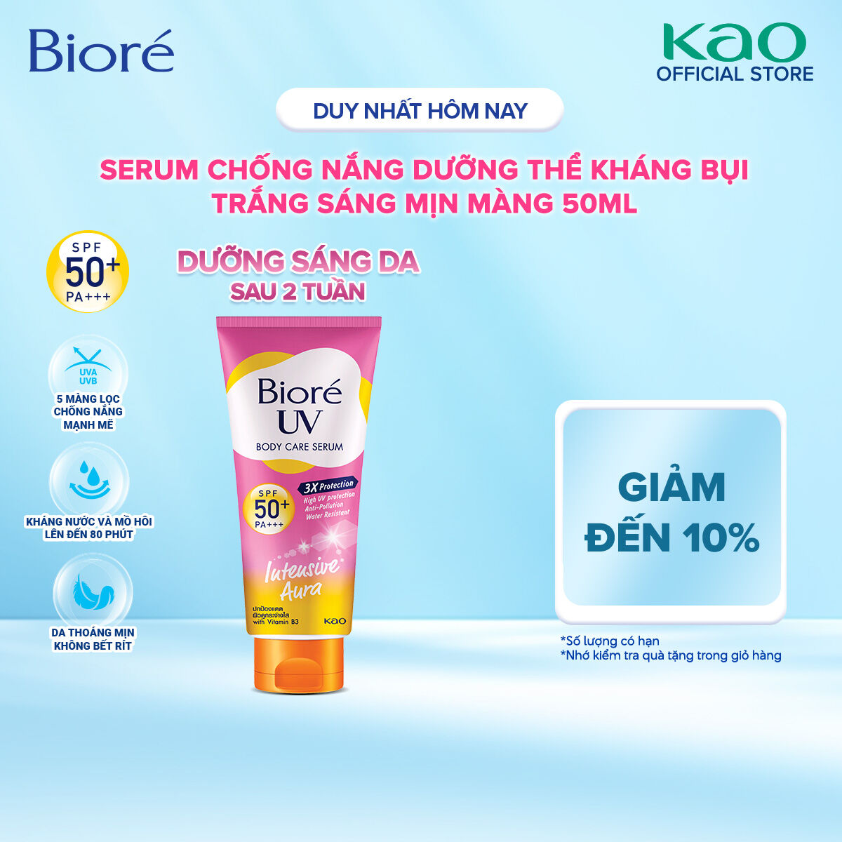 Serum Chống Nắng Dưỡng Thể Kháng Bụi - Trắng Sáng Mịn Màng Biore 50ml