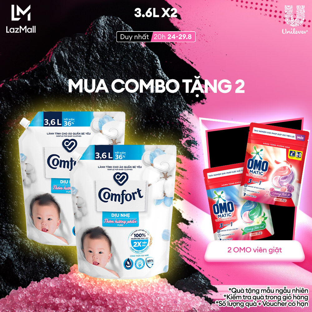 Combo 2 nước xả vải comfort dịu nhẹ 3.6l