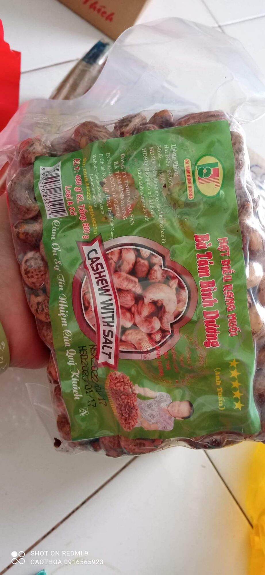 Hạt điều rang muối Bà Tám Bình Dương hủ 500gr