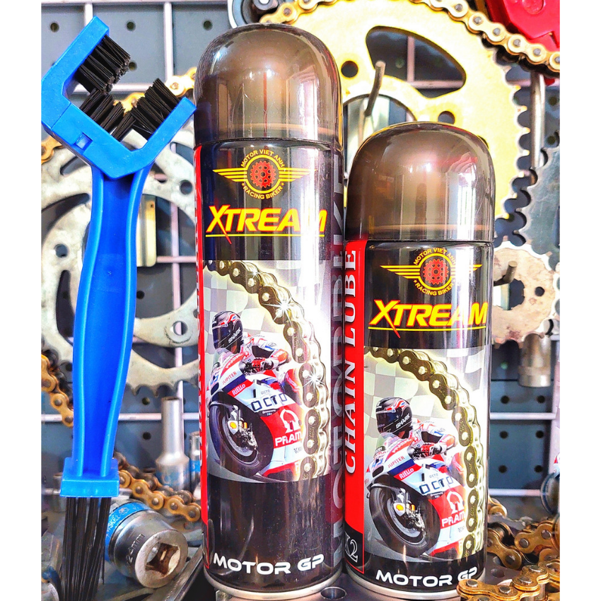 Combo chai sịt dưỡng sên xe máy và vệ sinh sên xe máy XTREAM chống văng tặng kèm bàn chải .