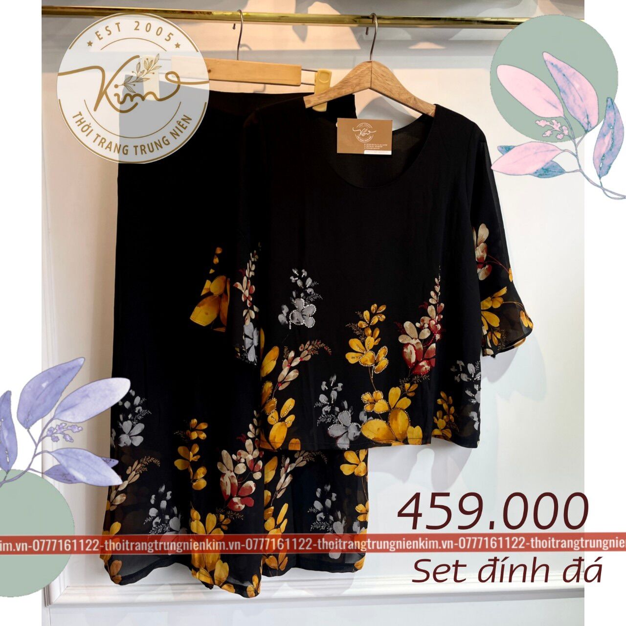 Set lụa đính đá sang trọng