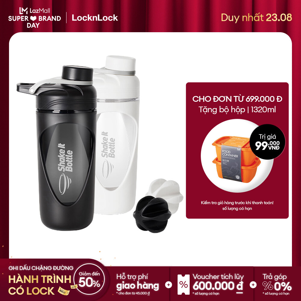 HAP949 - Bình lắc Lock&Lock Balance Shake It Bottle 800ml- Banh lắc, nắp liền, độ bền cao, vạch chia thể tích tiện lợi - Hàng chính hãng