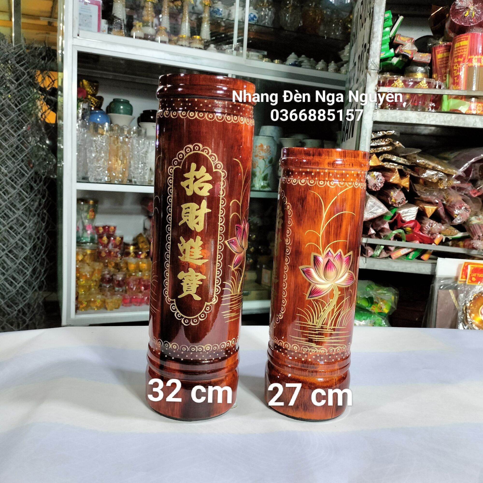 Ống đựng nhang bằng gỗ vẽ hoạ tiết/Ống nhang nhiều size