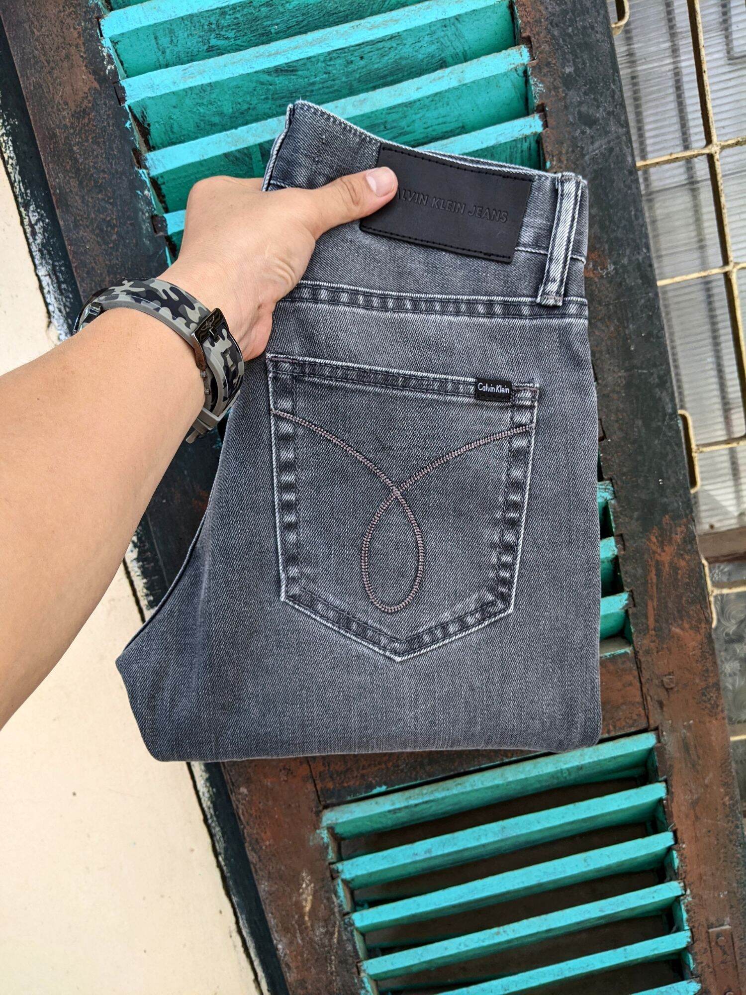 Quần jeans ck màu xám tro form đứng chất đẹp