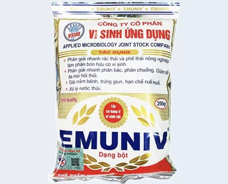 Chế phẩm vi sinh/ Men vi sinh EMUNIV dạng bột 200gr ủ rác/phân hữu cơ, rác thải nhà bếp, khử mùi hôi và xử lý rác thải tại nhà