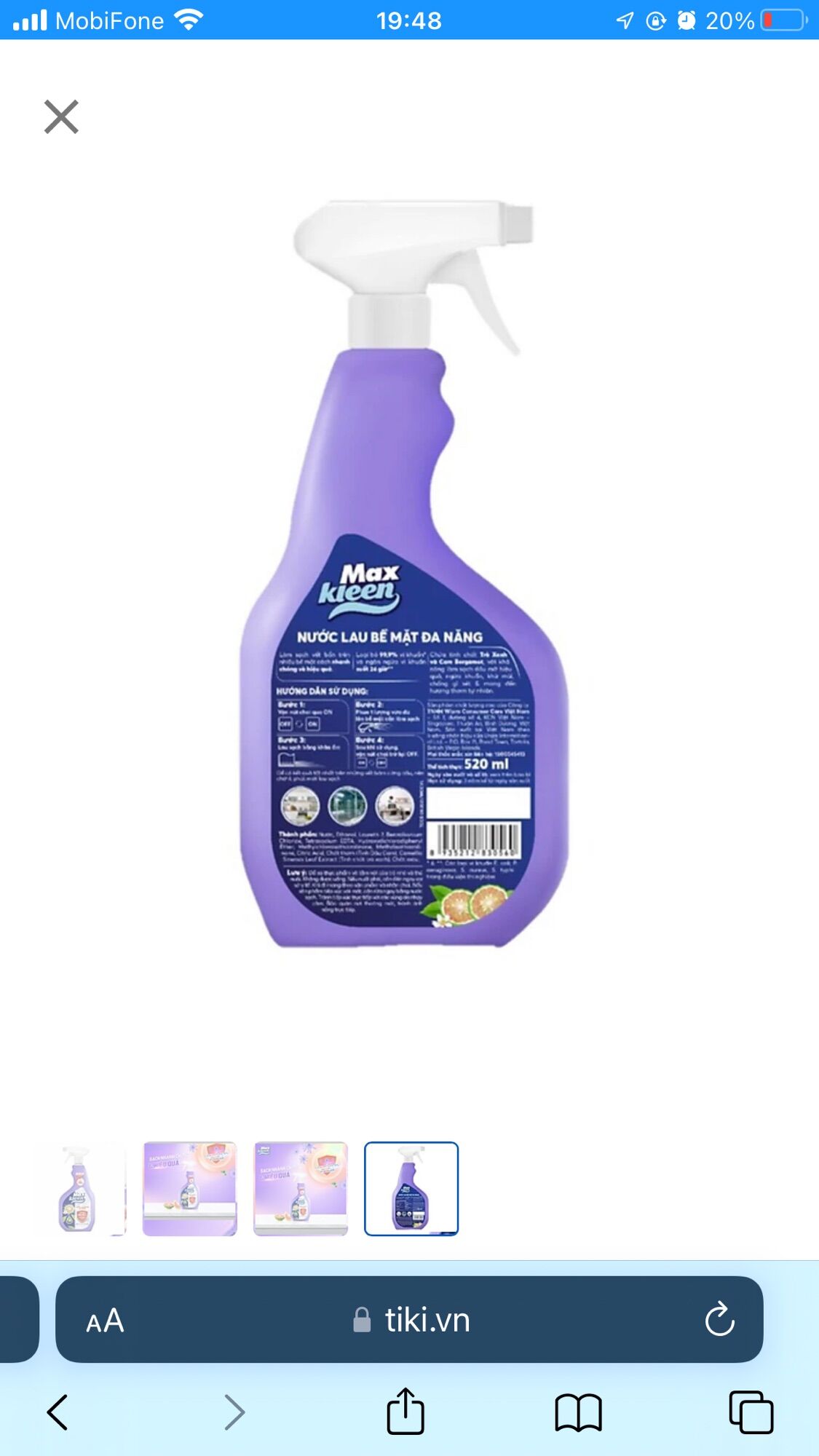 Nước lau bề mặt đa năng MAXKLEEN 520ml