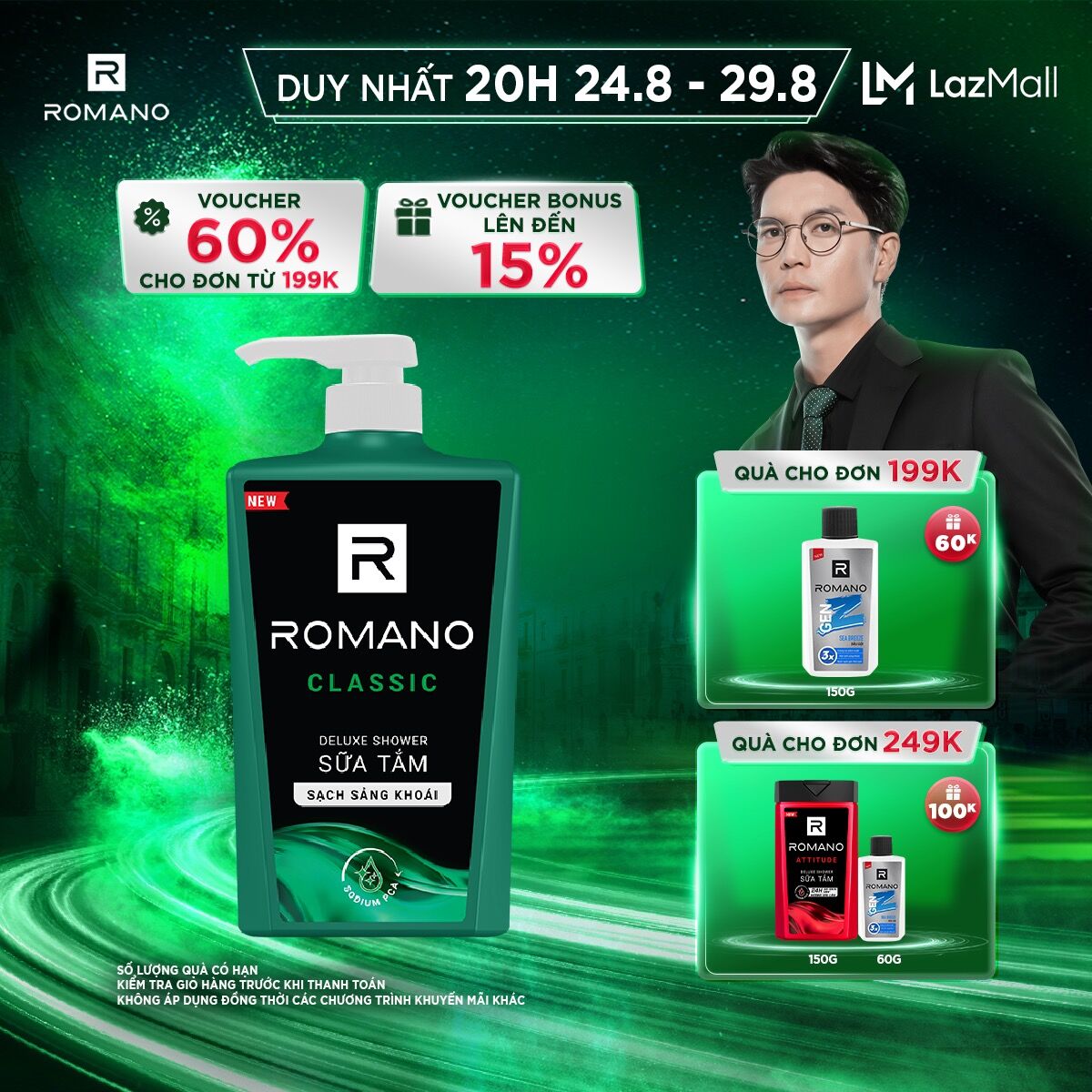 Sữa tắm hương nước hoa Romano Classic 650g