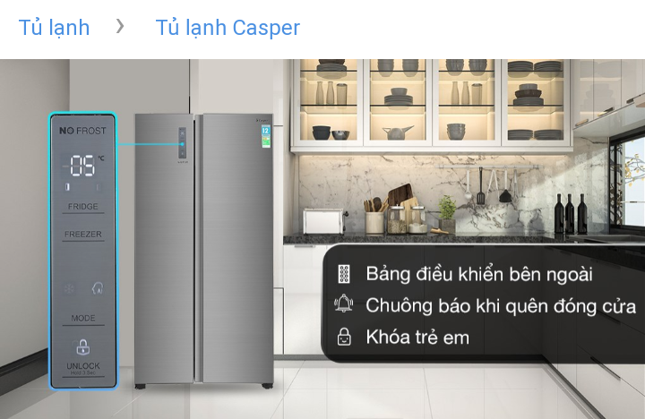 Tủ lạnh Casper Inverter 552 lít RS-570VT